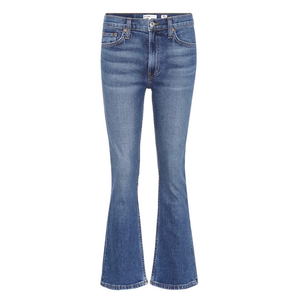RE/DONE Crop Stretch Kick Flare Jeans